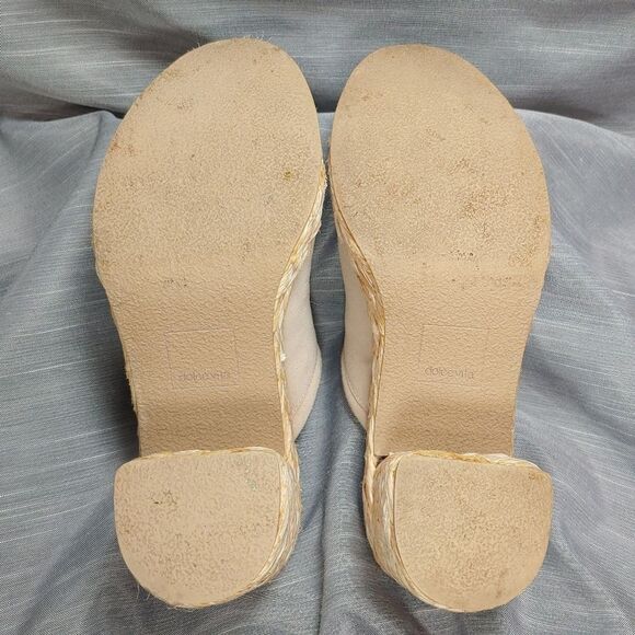 Dolce Vita Camdin Beige Dune Suede Leather Raffia Clogs Platforms Heels Womens 8 - Picture 8 of 10